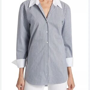 L'AGENCE Malia Striped Contrast Collar Tunic
